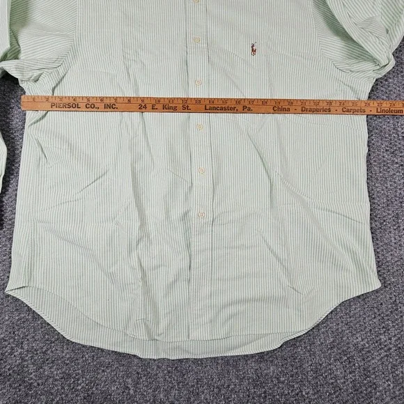Polo Ralph Lauren Classic Striped Button Down Shirt Mens Size 18 34/35 Green - Picture 5 of 7